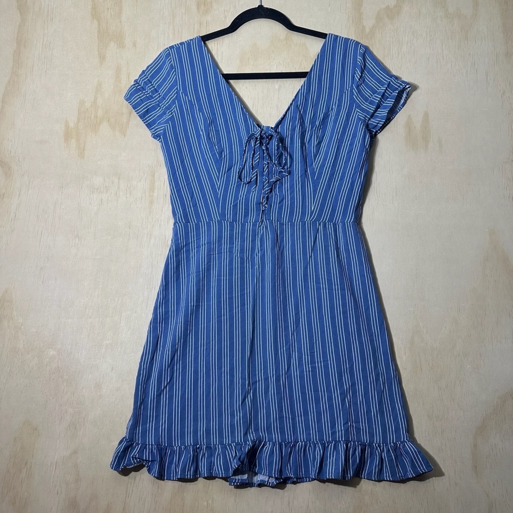 Hollisterโ California Blue White Stripe Stretch Dress Size Large